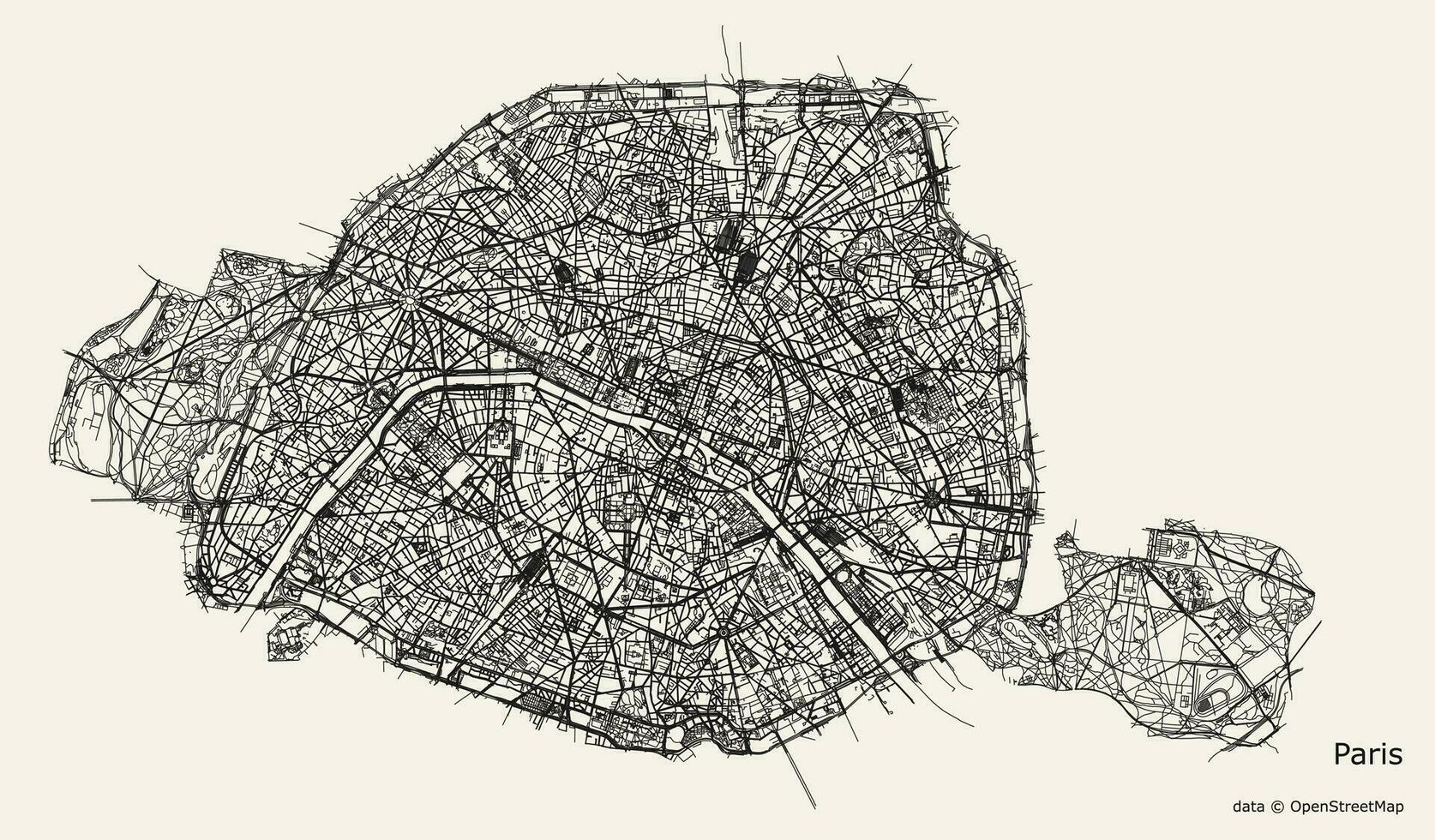 vetor estrada mapa do Paris, França.