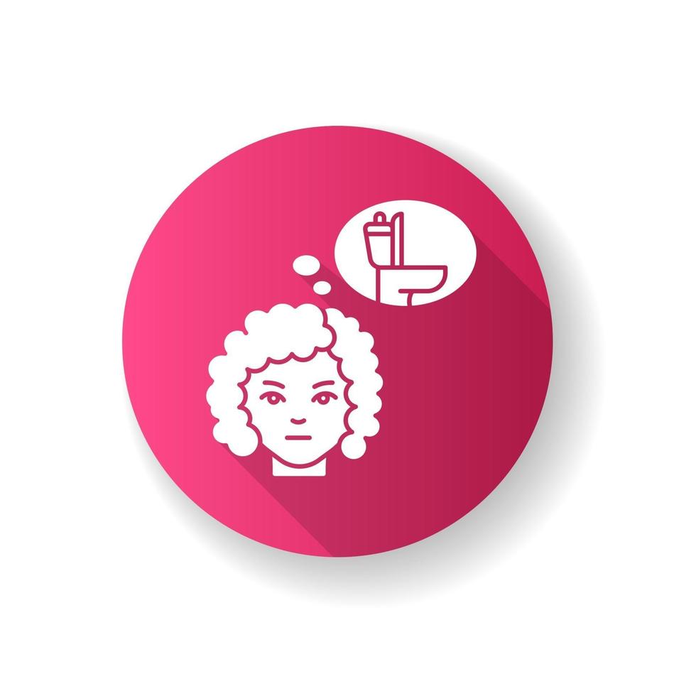 ícone de glifo de sombra longa urina frequente design plano rosa vetor