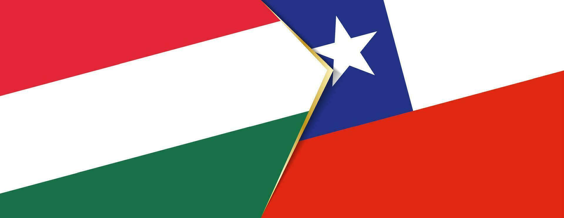 Hungria e Chile bandeiras, dois vetor bandeiras.