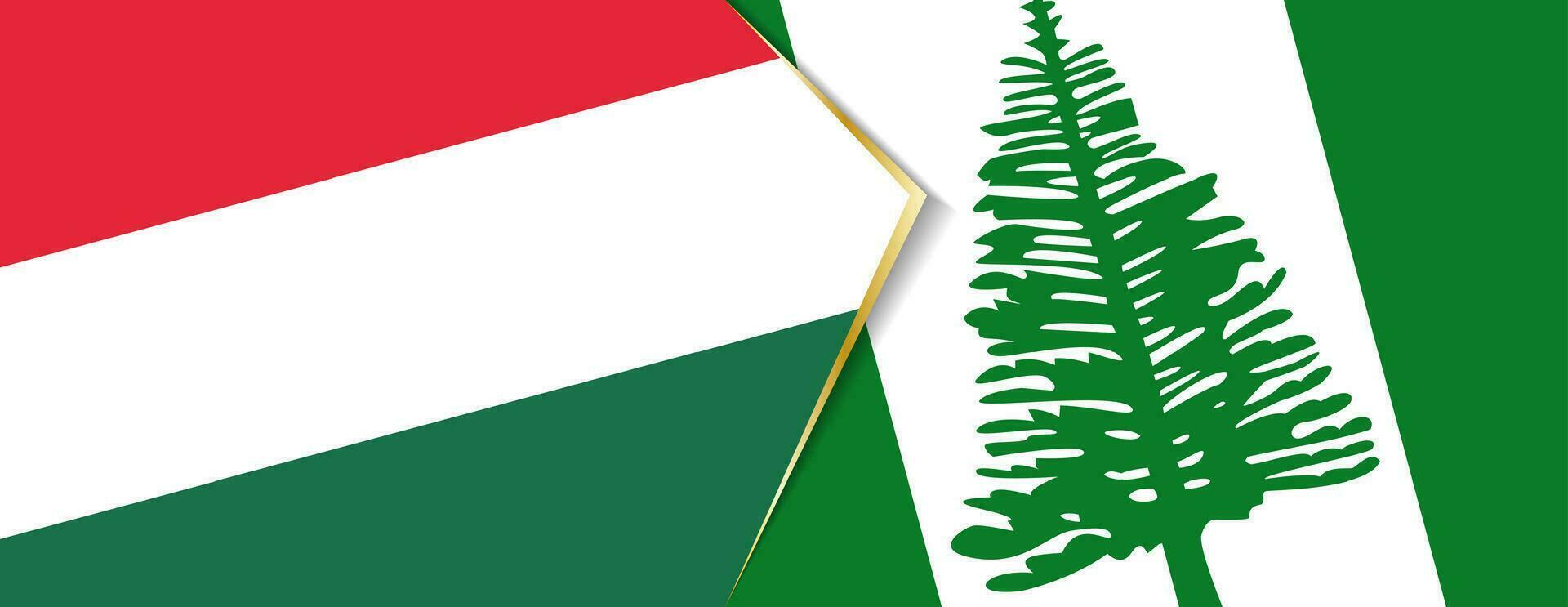 Hungria e Norfolk ilha bandeiras, dois vetor bandeiras.