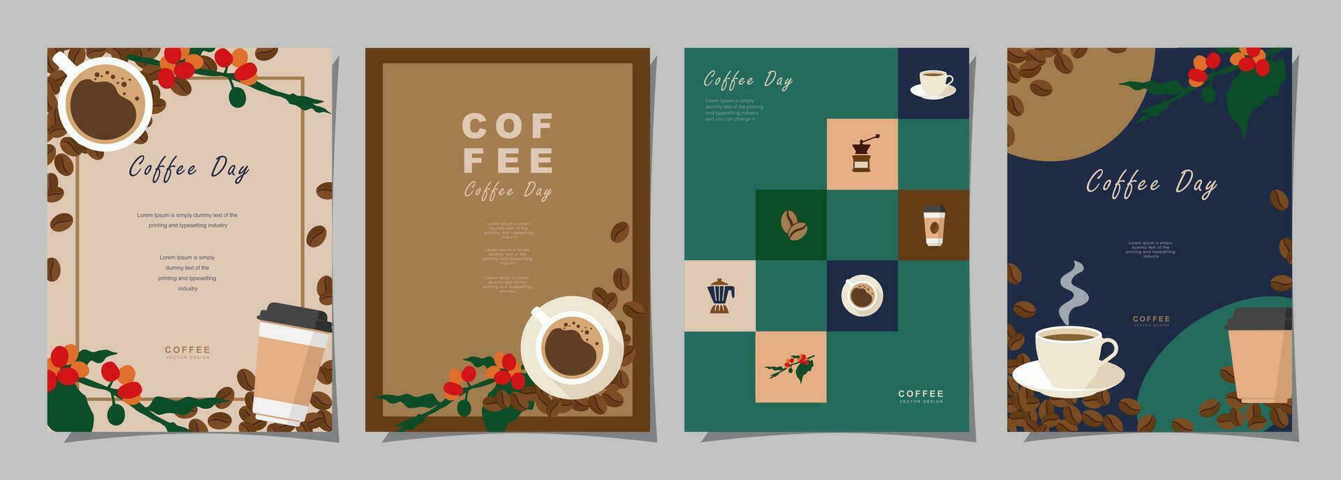 conjunto do esboço faixas com café feijões e folhas em colorida fundo para poster, cardápio, cafeteria ou outro modelo Projeto. café dia. vetor ilustração.