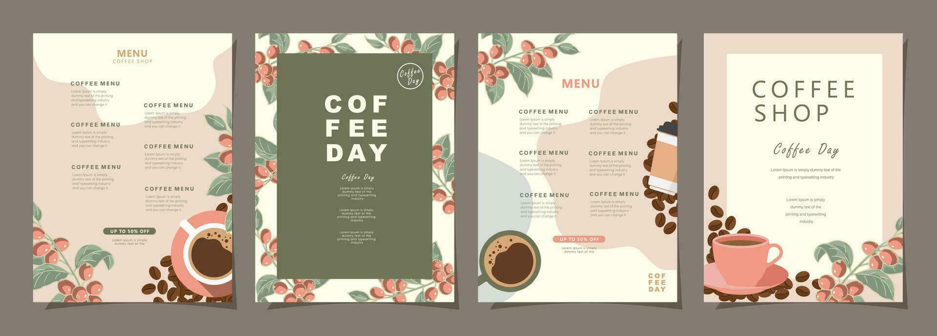 conjunto do esboço faixas com café feijões e folhas em colorida fundo para poster, cobrir, cardápio ou outro modelo Projeto. vetor ilustração.