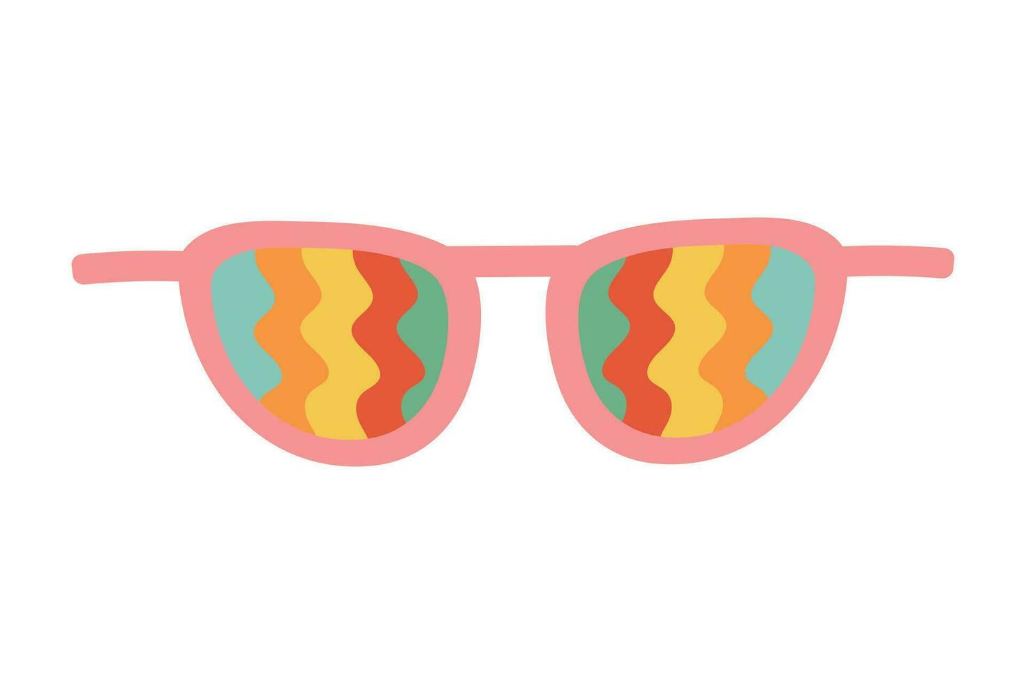 vintage oculos de sol com arco Iris ondas. groovy retro moda desenho animado estilo. vetor