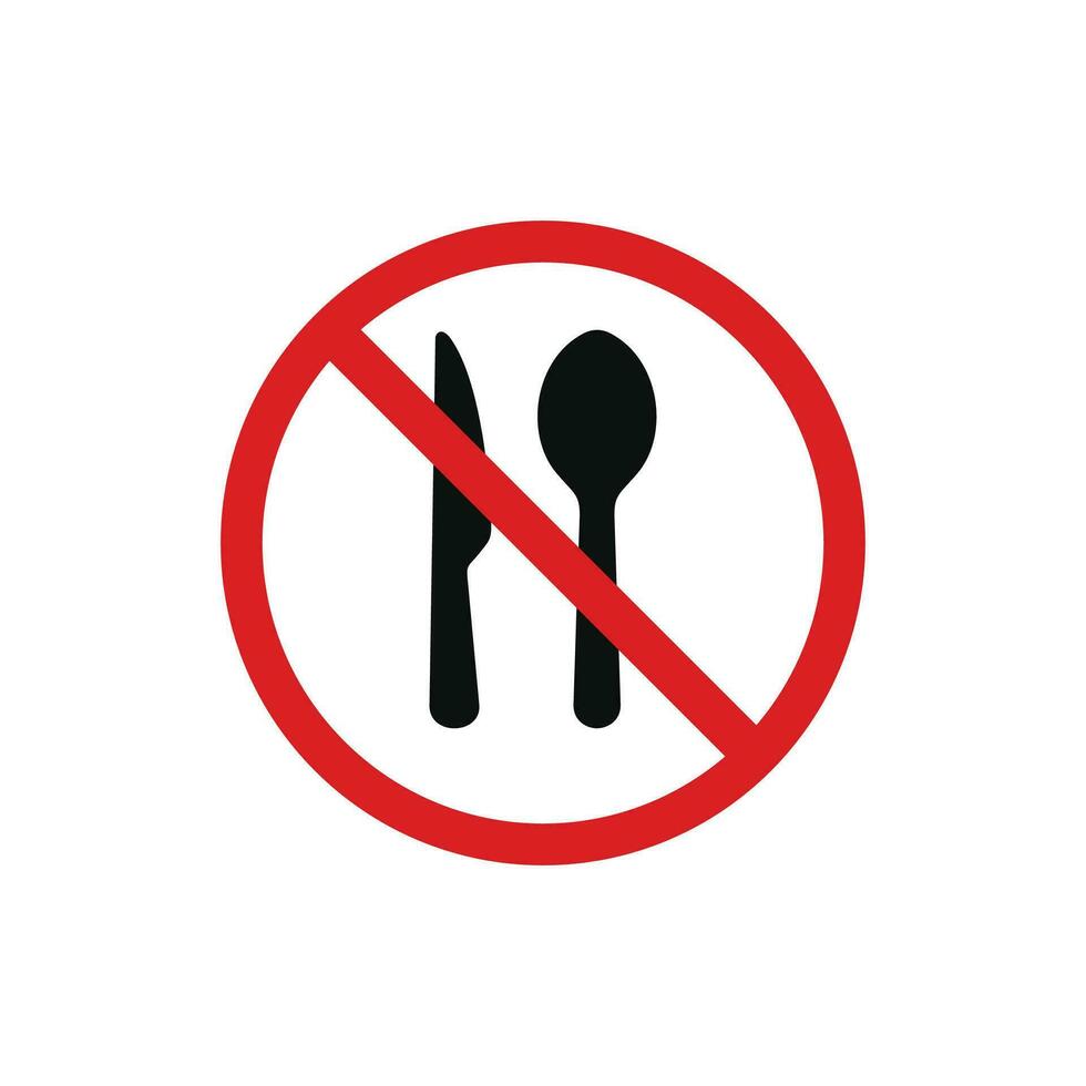 não comendo ícone símbolo. não comendo permitido ícone isolado em branco fundo vetor
