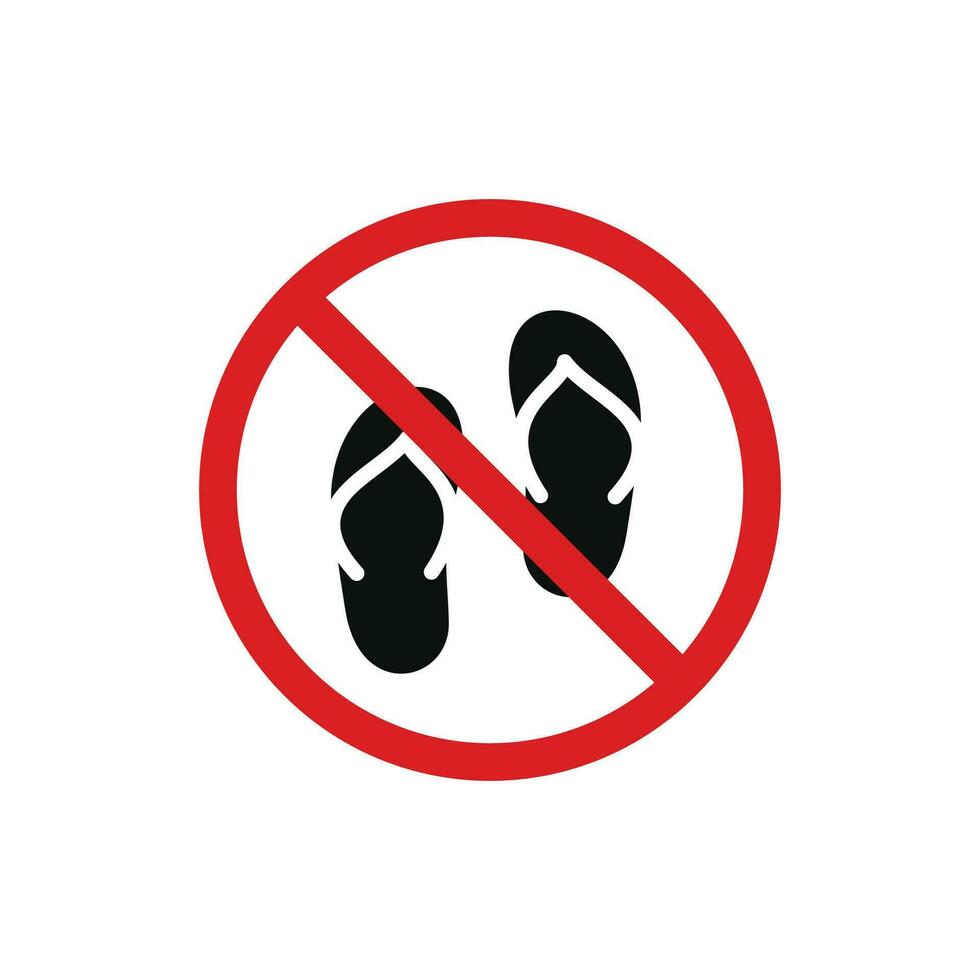 não chinelo sandálias permitido ícone placa símbolo isolado em branco fundo. não sandálias ícone vetor