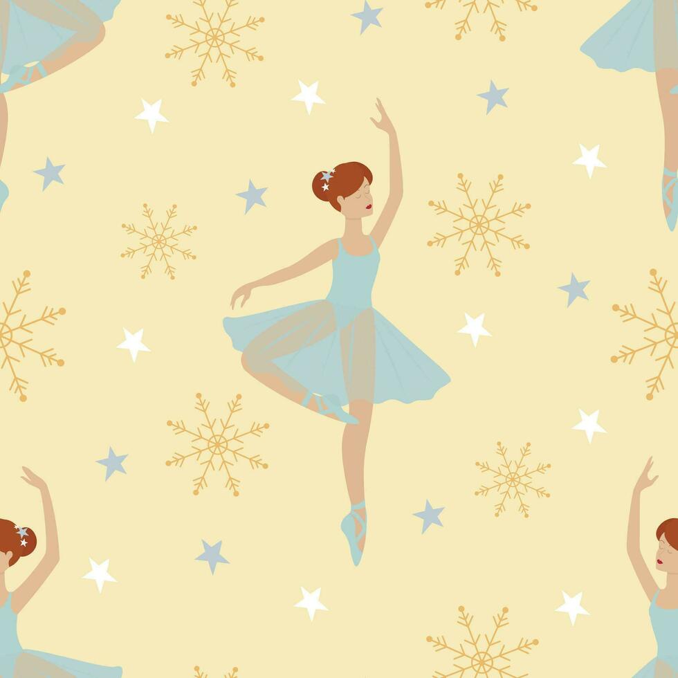 vetor desatado padronizar com bailarinas e flocos de neve