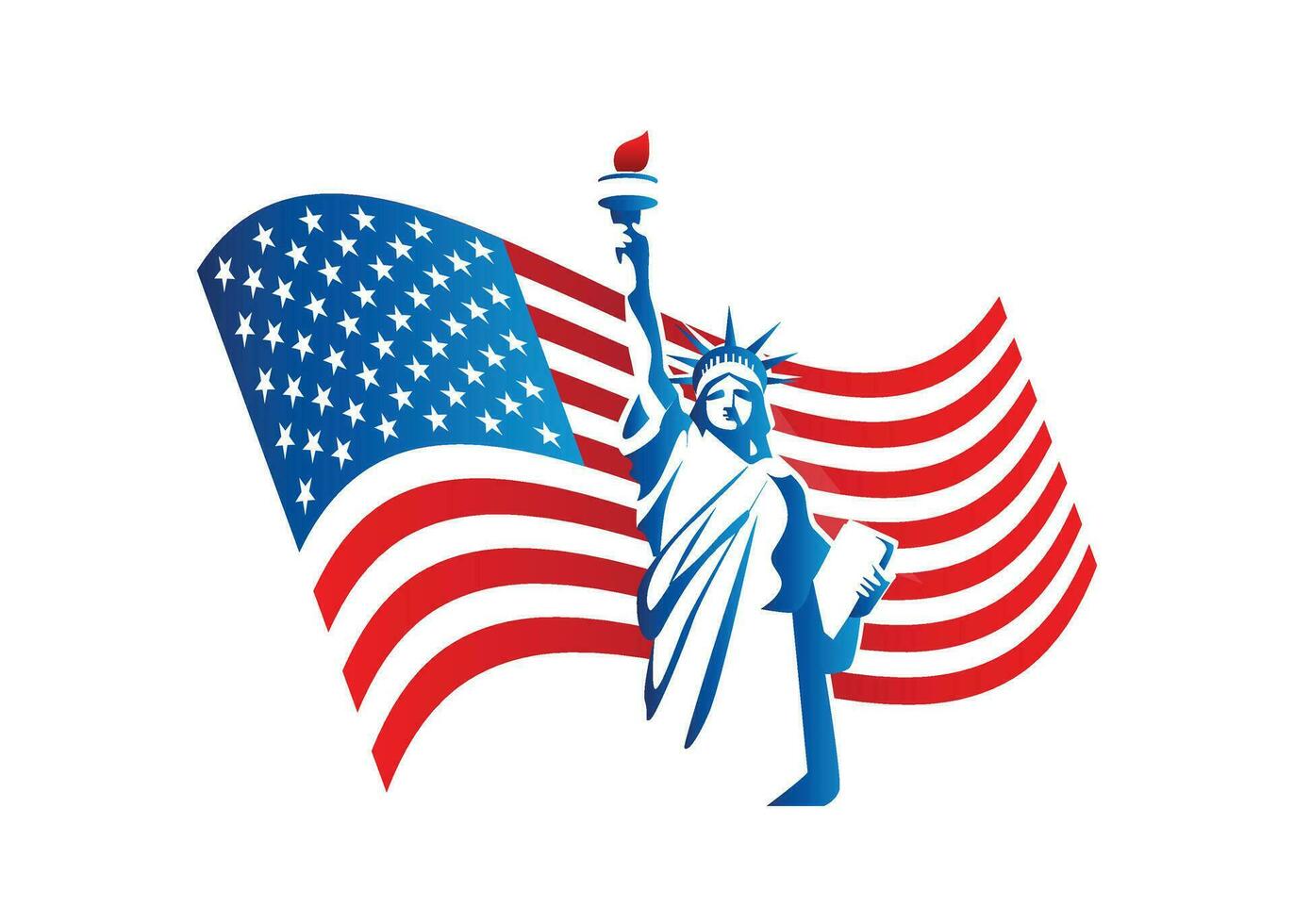 estátua do liberdade nacional monumento em americano bandeira fundo vetor