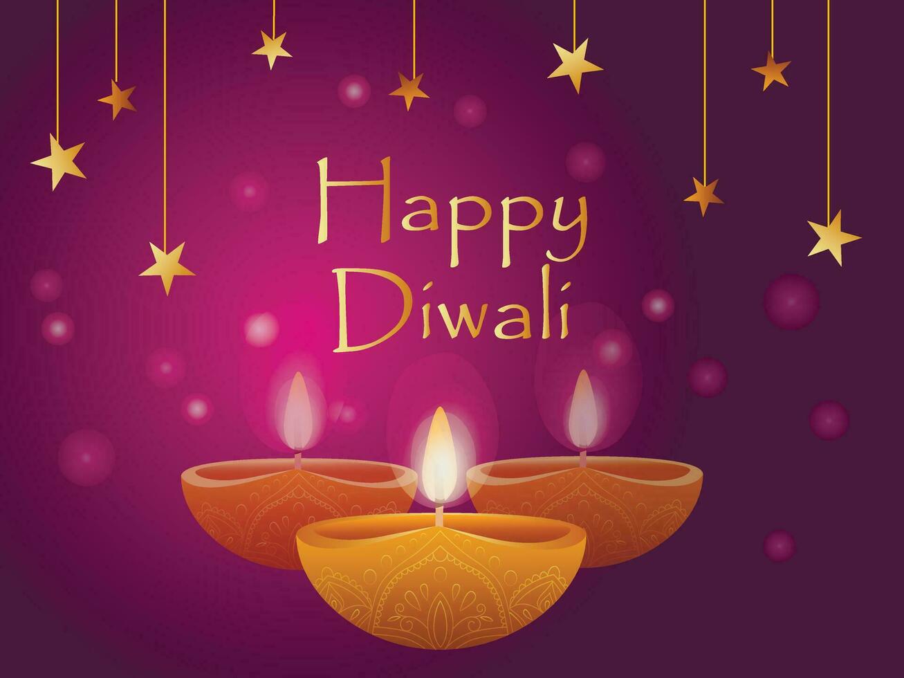 cumprimento cartão feliz diwali indiano festival do luzes com diya - tradicional óleo luminária vetor