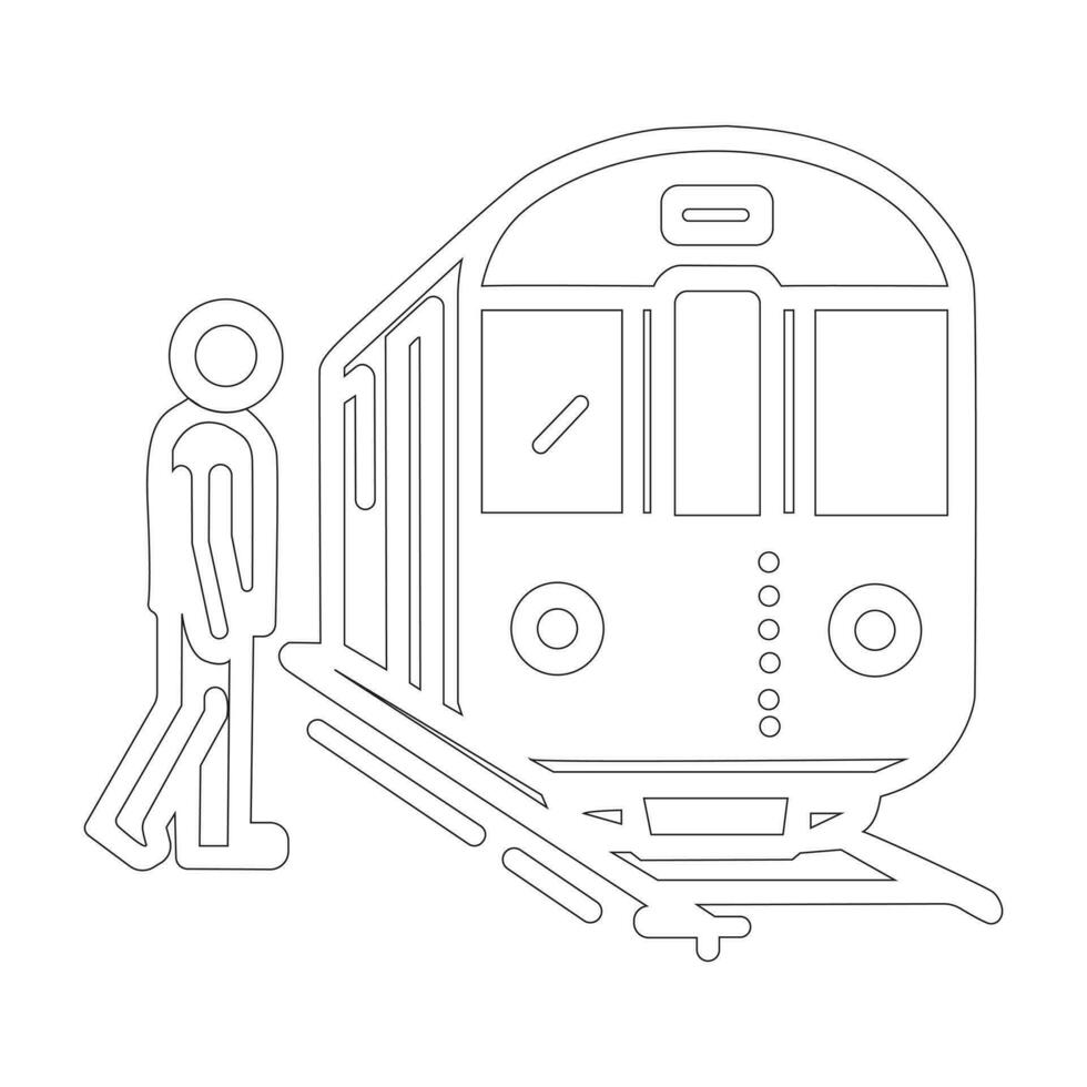 trem estação ícone linha arte placa símbolo isolado vetor