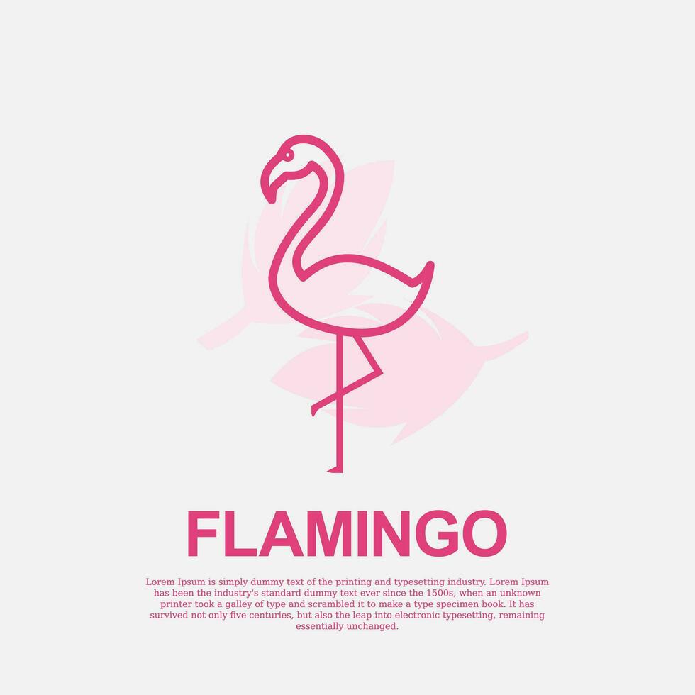 esboço flamingo vetor Projeto logotipo modelo