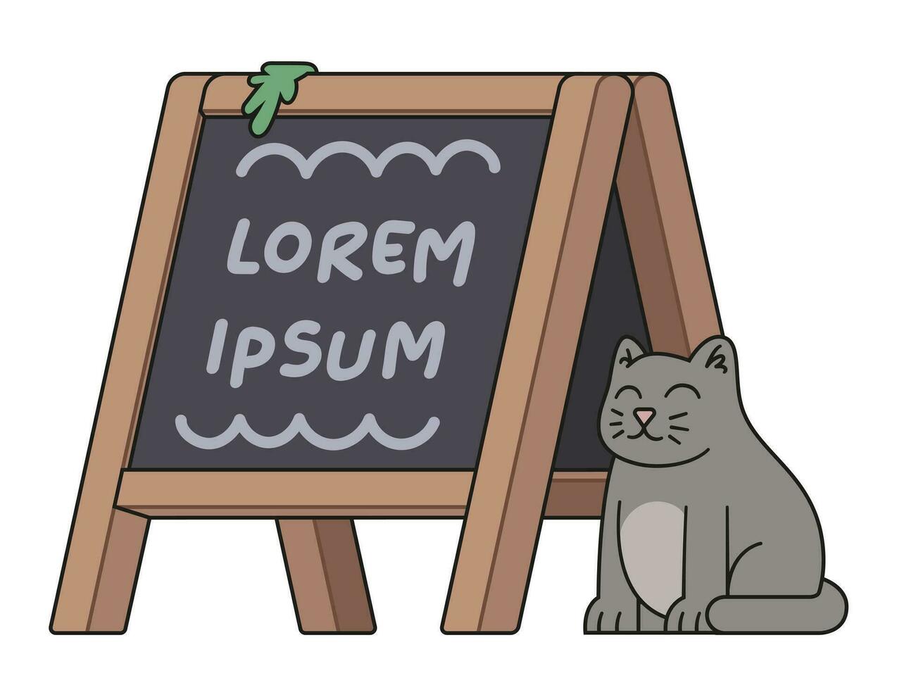 vetor ilustração do uma desenho animado cafeteria placa borda com uma gato.