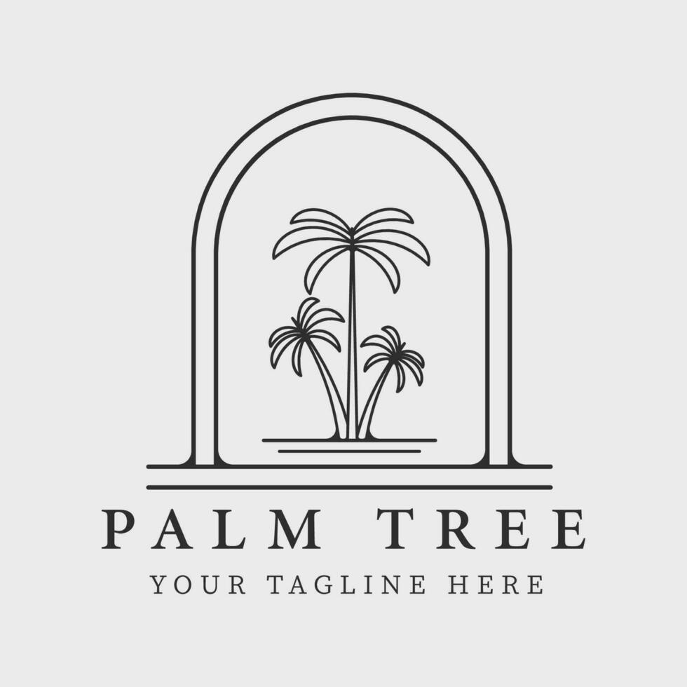 Palma árvore crachá linha arte logotipo vetor símbolo ilustração gráfico Projeto