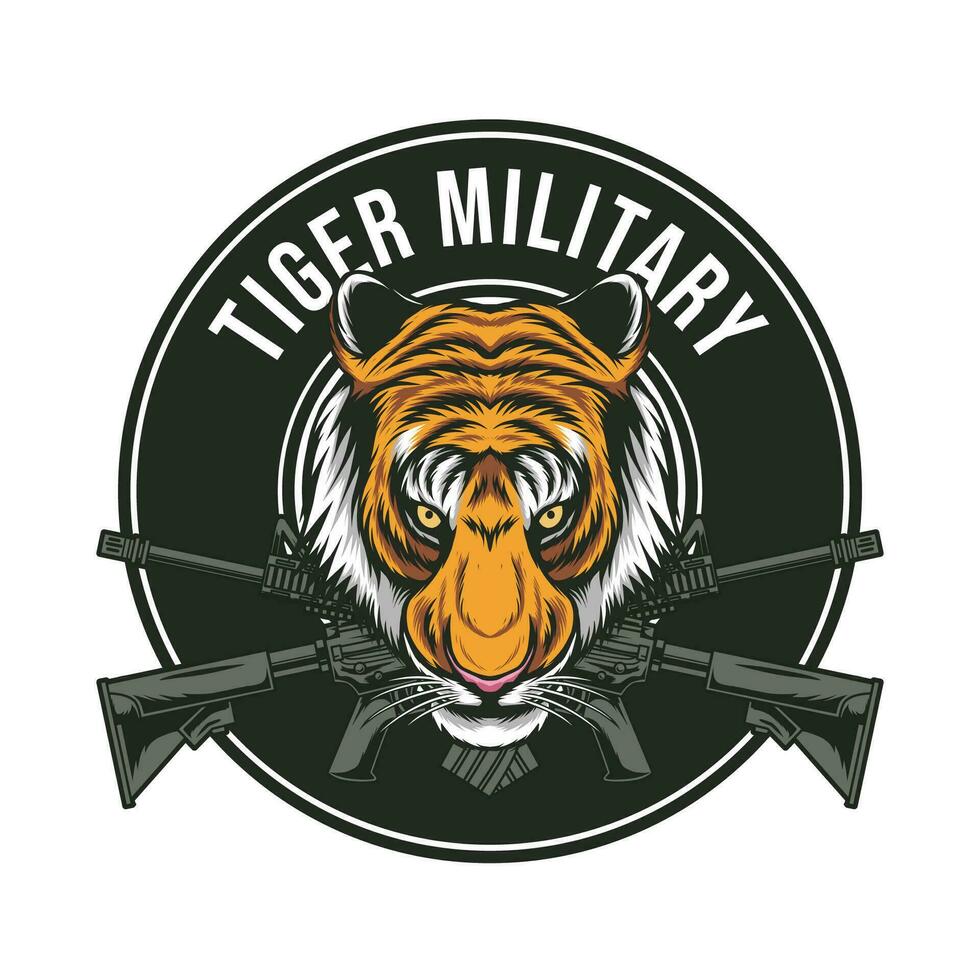 militares logotipo Projeto com tigre mascote vetor