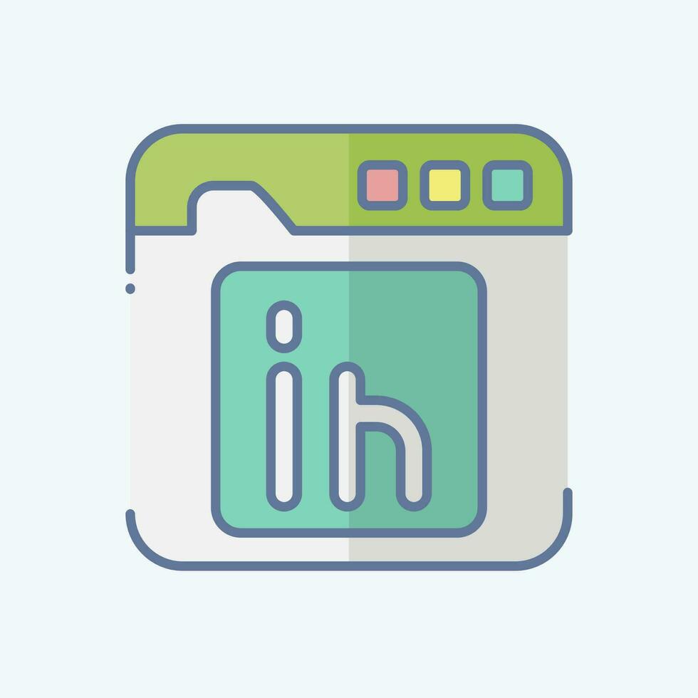 ícone linkedin. relacionado para comunicação símbolo. rabisco estilo. simples Projeto editável. simples ilustração vetor
