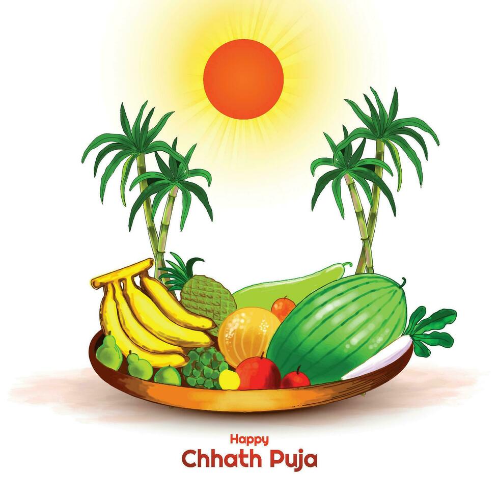 feliz fundo de férias chhath puja para o festival do sol da índia vetor