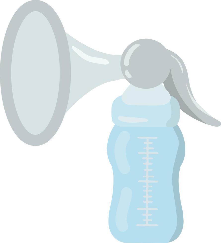 Bomba tira leite de plástico azul com ilustração vetorial de garrafa vetor