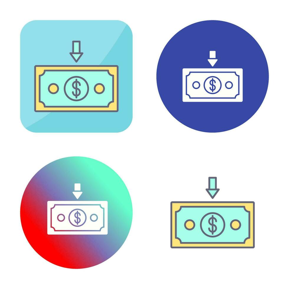 ícone de vetor de dinheiro para baixo