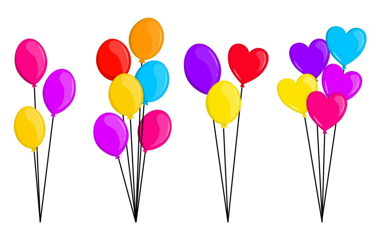 grupo do colorida balões com diferente formas coleção vetor