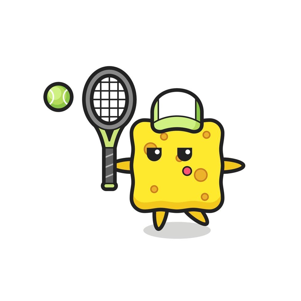 personagem de desenho animado de esponja como jogador de tênis vetor