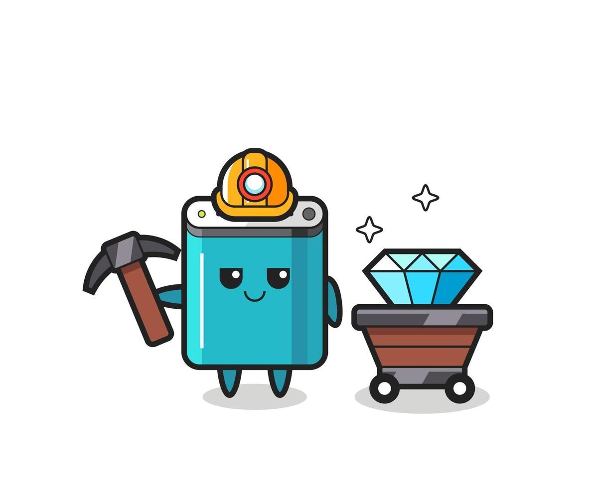 ilustração de personagem de banco de energia como um mineiro vetor
