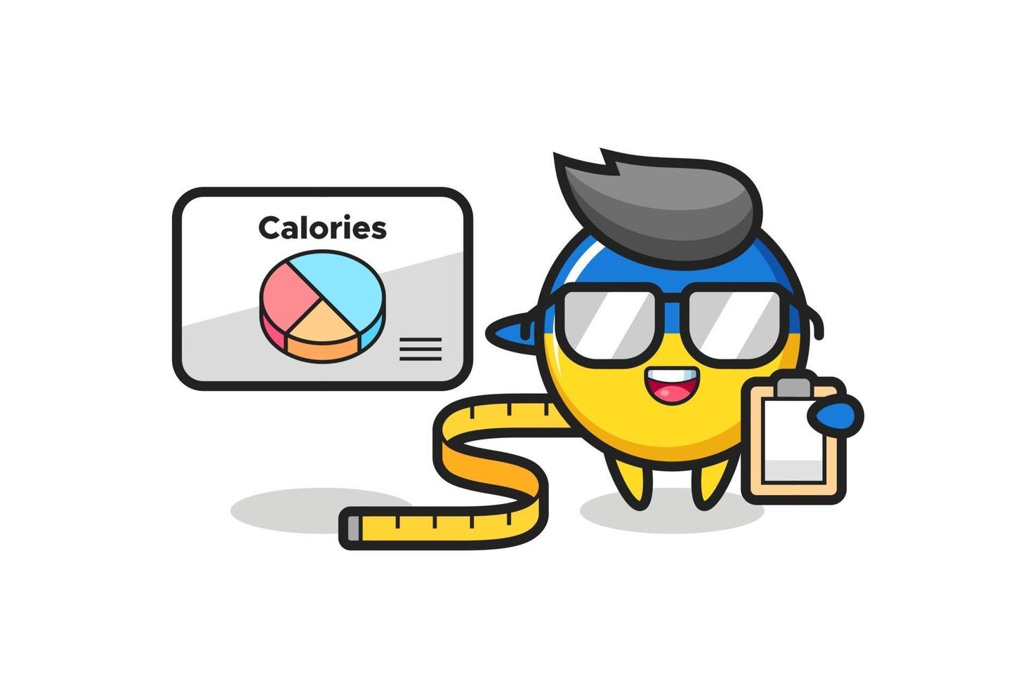 ilustração do mascote do emblema da bandeira da Ucrânia como nutricionista vetor