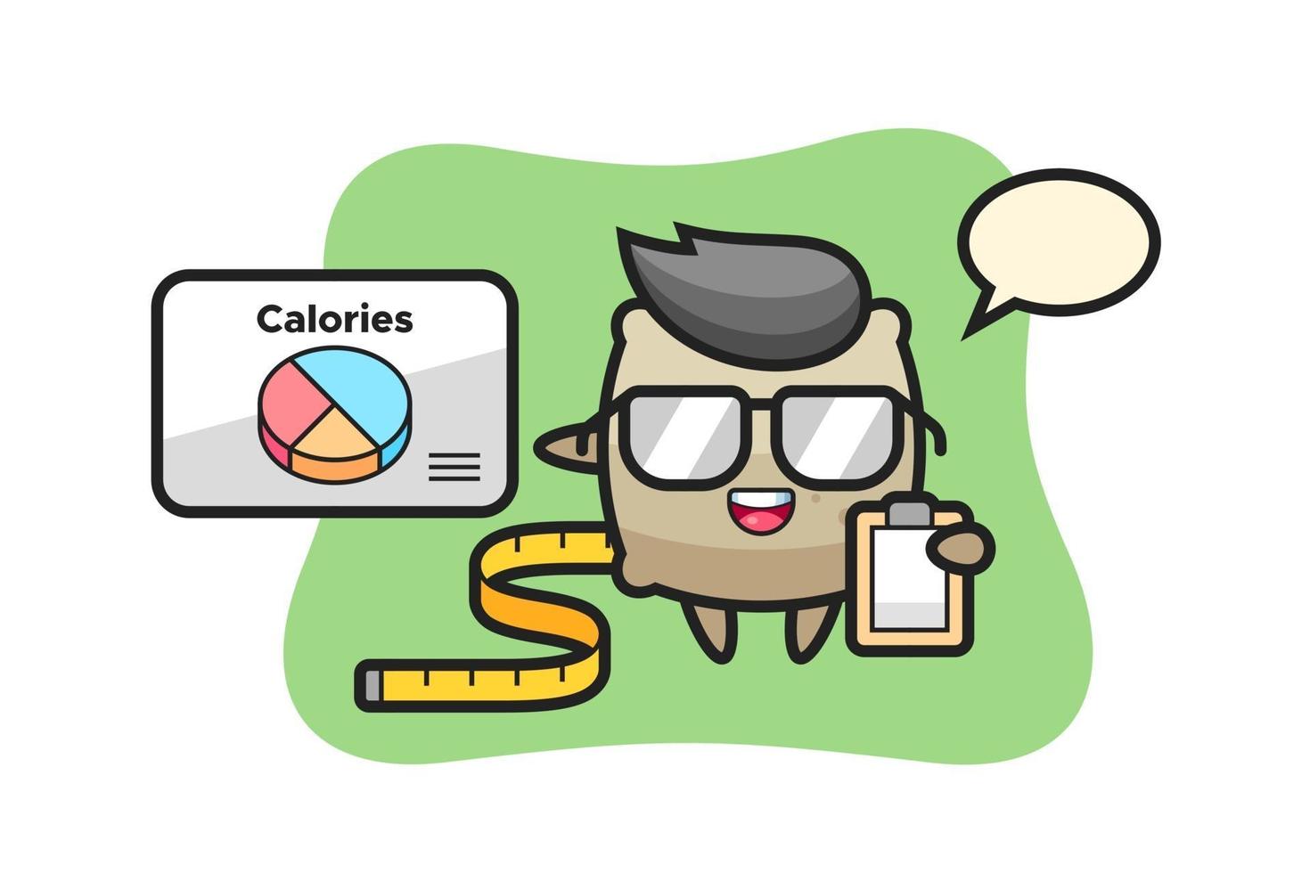 ilustração do mascote saco como nutricionista vetor
