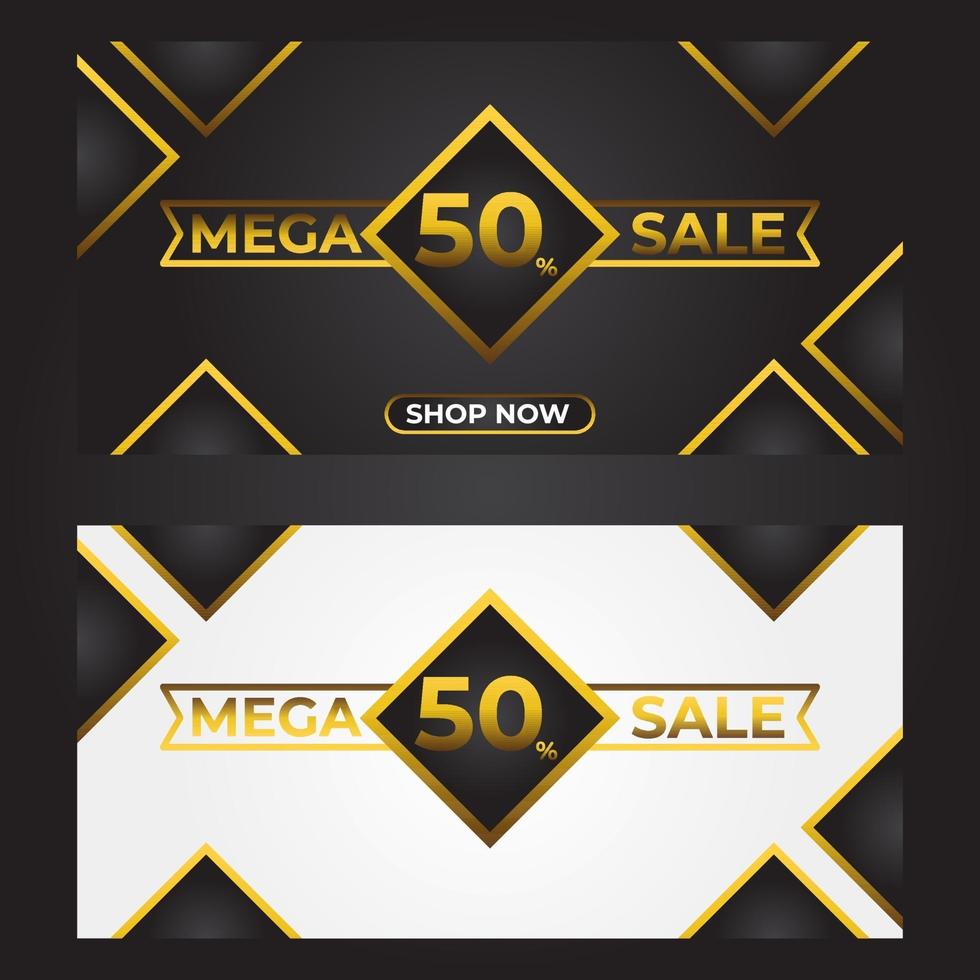 modelo de banner de mega venda de ouro. design de banner de promoção vetor