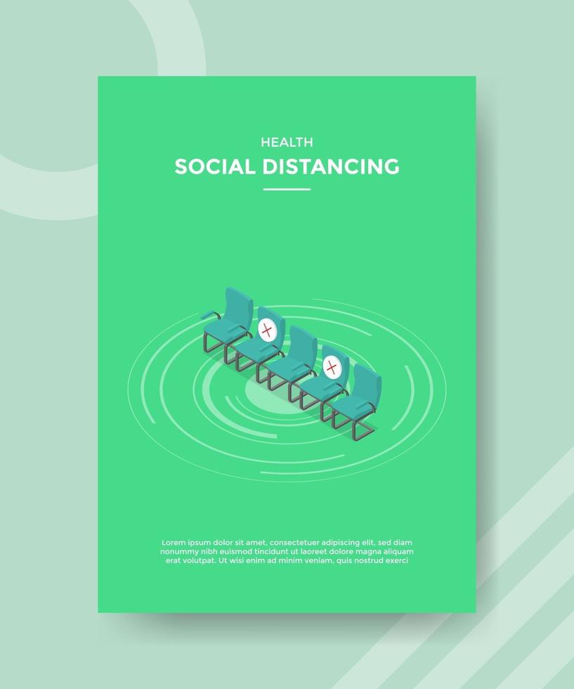 saúde social distanciamento cadeiras enfileiradas com cruze vetor