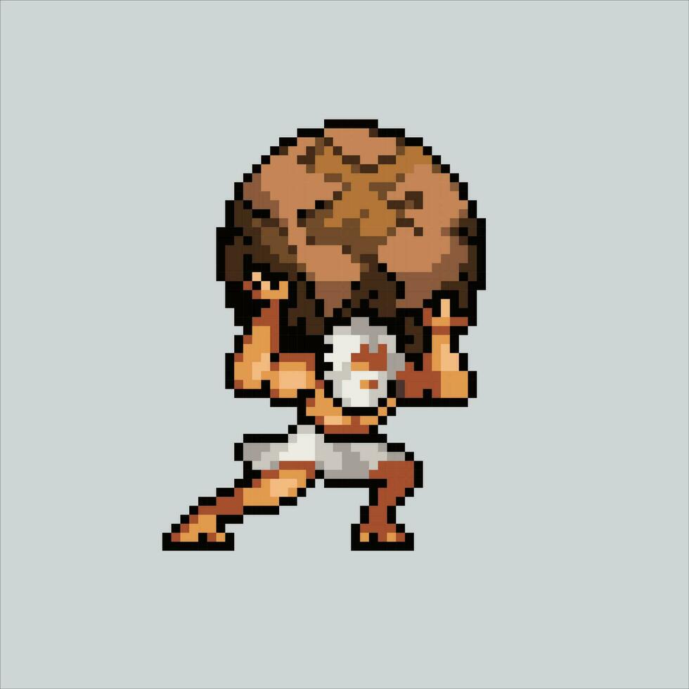 pixel arte ilustração Atlas. pixelizada grego Atlas. grego mitologia Atlas pixelizada para a pixel arte jogos e ícone para local na rede Internet e vídeo jogo. velho escola retrô. vetor