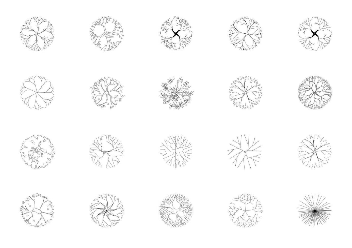 árvore plano plantar panorama arquitetura natureza parque jardim coleção vetor. conjunto árvore esboço meio Ambiente topo Visão ilustração verde urbano arbusto. árvore arquitetura flor ao ar livre silhueta. vetor