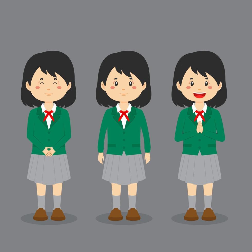 personagem do ensino médio japonês com expressão vetor