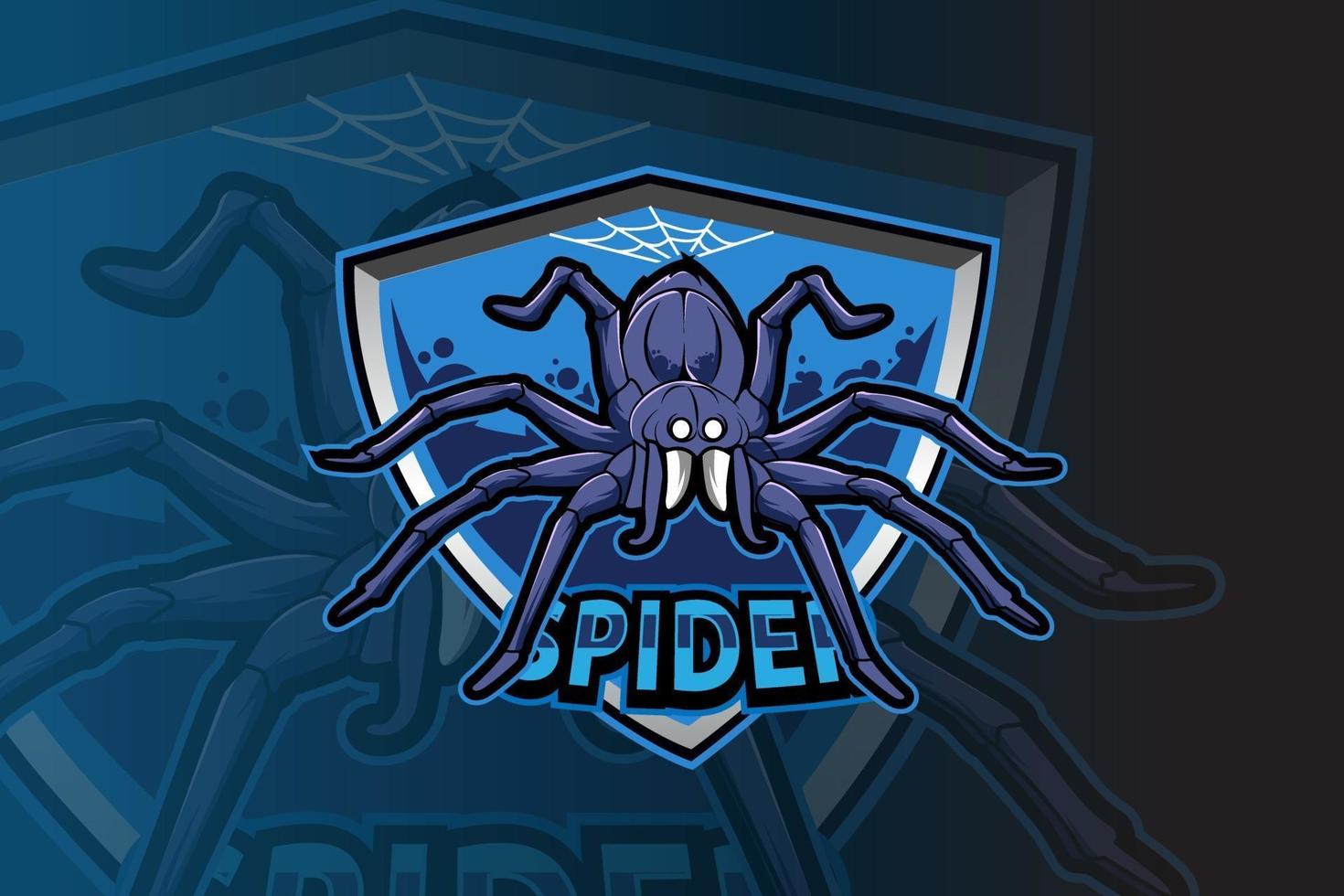 modelo de logotipo do time de e-sports da aranha azul vetor