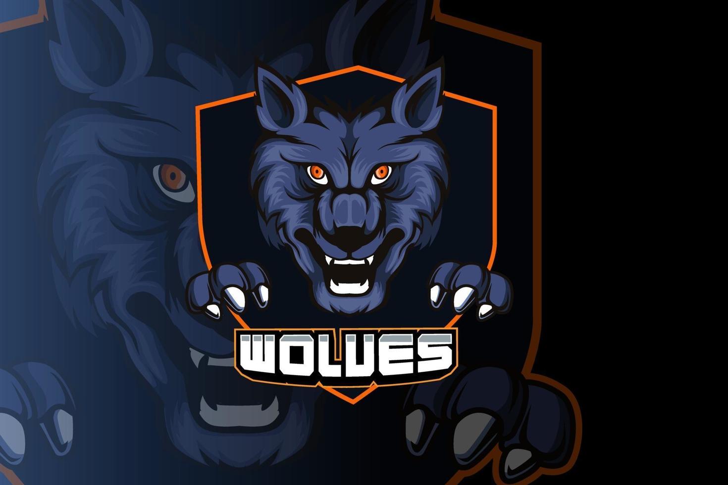 wolves editável e personalizável de logotipo do mascote esportivo vetor