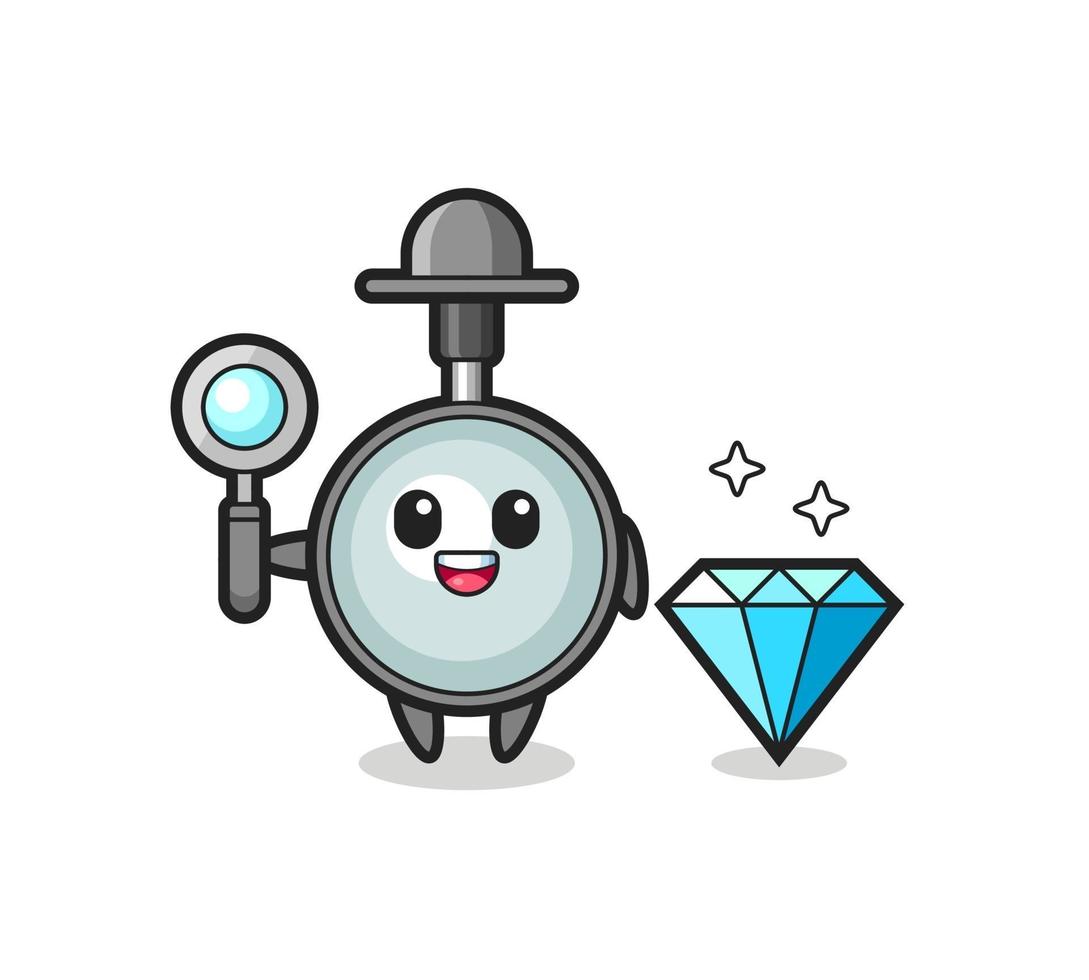 ilustração de um personagem de lupa com um diamante vetor