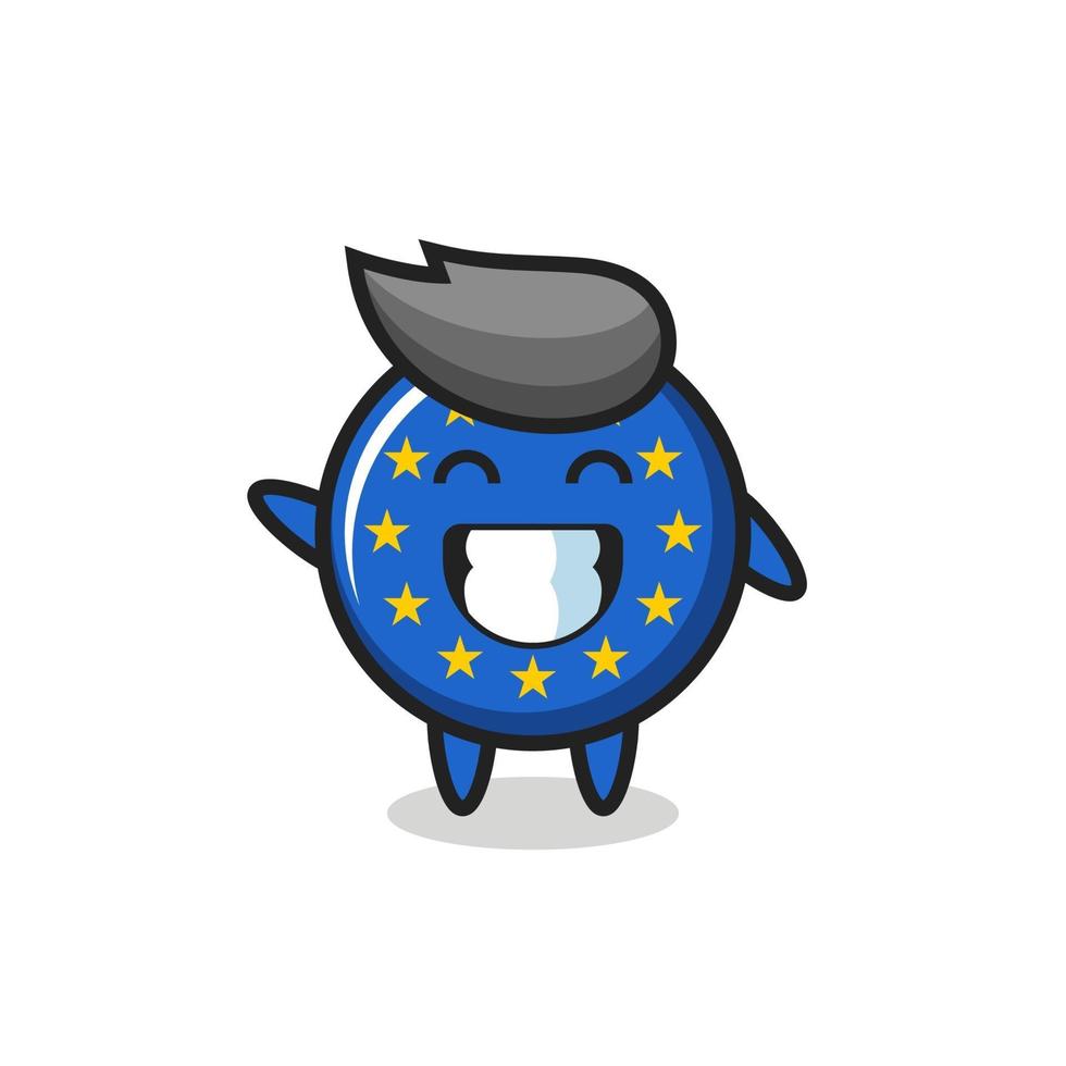 personagem de desenho animado do emblema da bandeira da europa fazendo um gesto com a mão. vetor