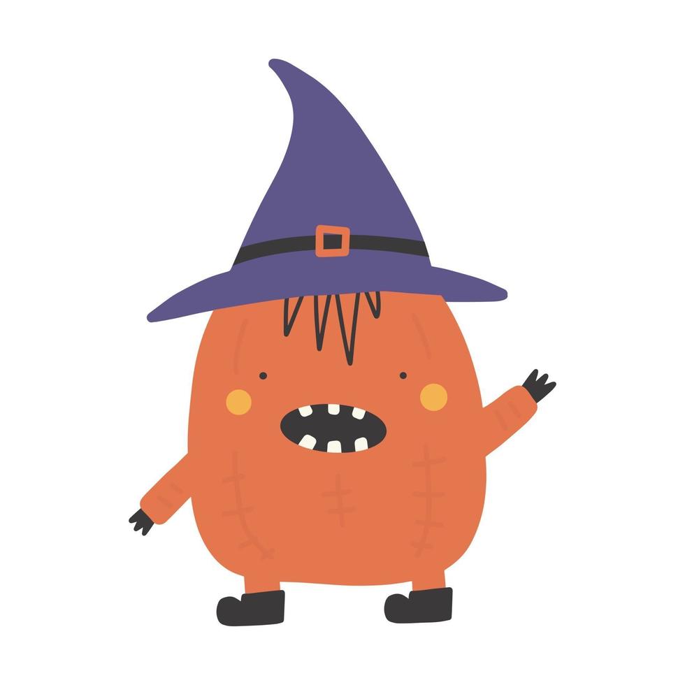 Halloween abóbora bonito desenho animado abóbora monstro feliz dia das bruxas impressão vetor