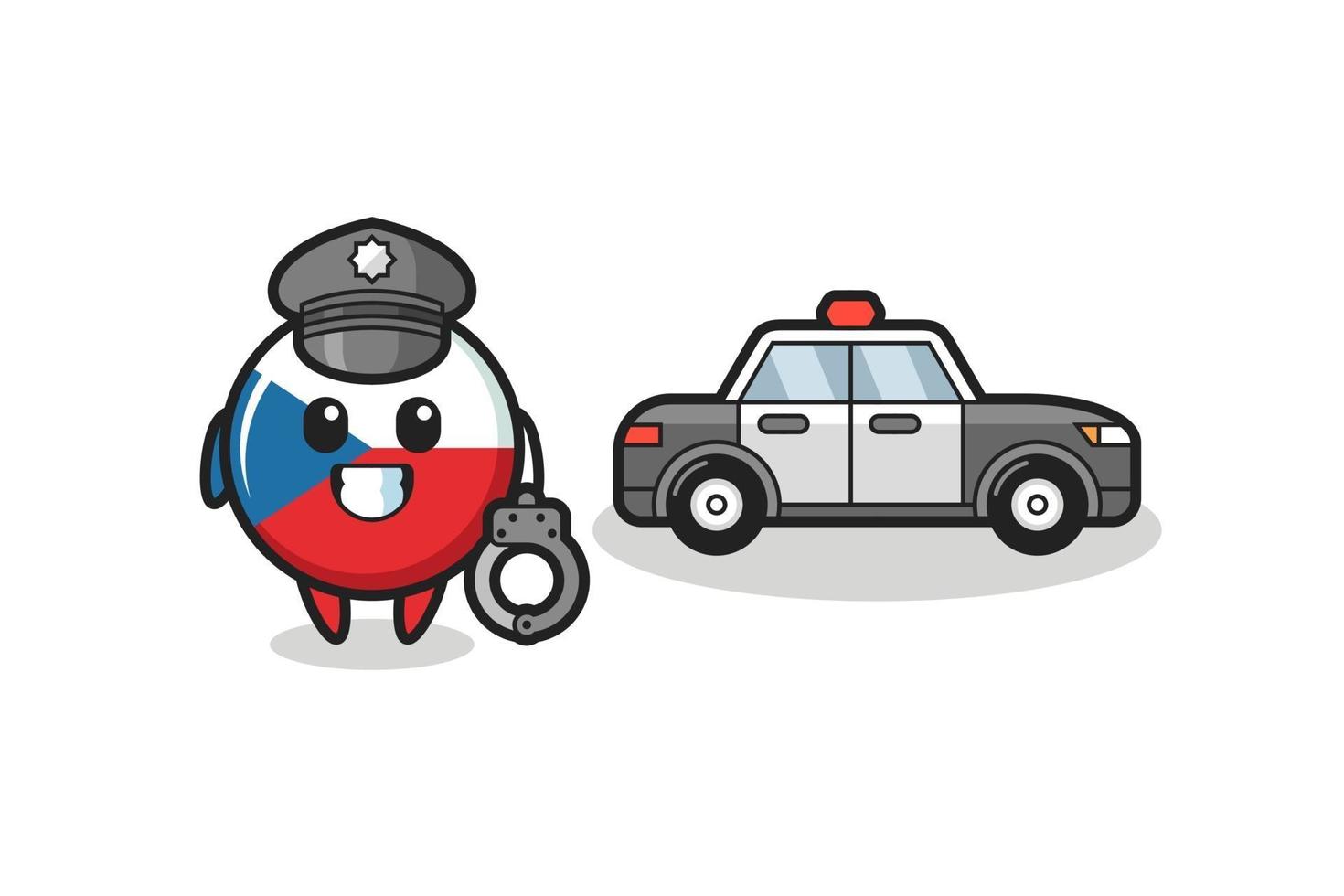 desenho animado da mascote da bandeira checa como policial vetor