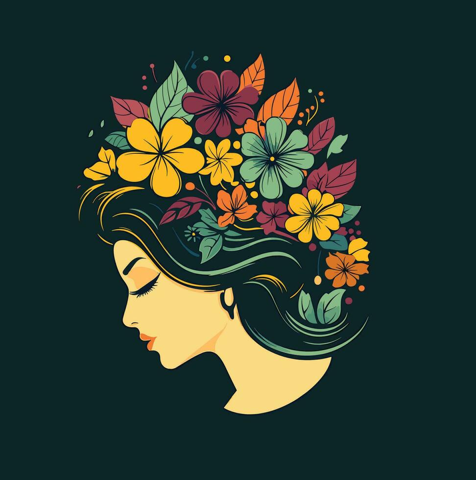 mulheres com flores decoração Projeto vetor ilustração