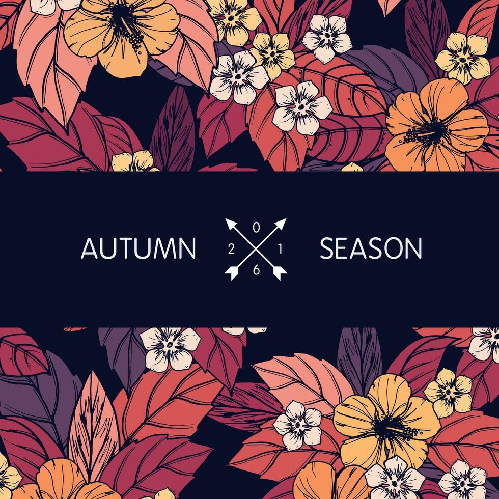 outono floral cartão e bandeira Projeto vetor