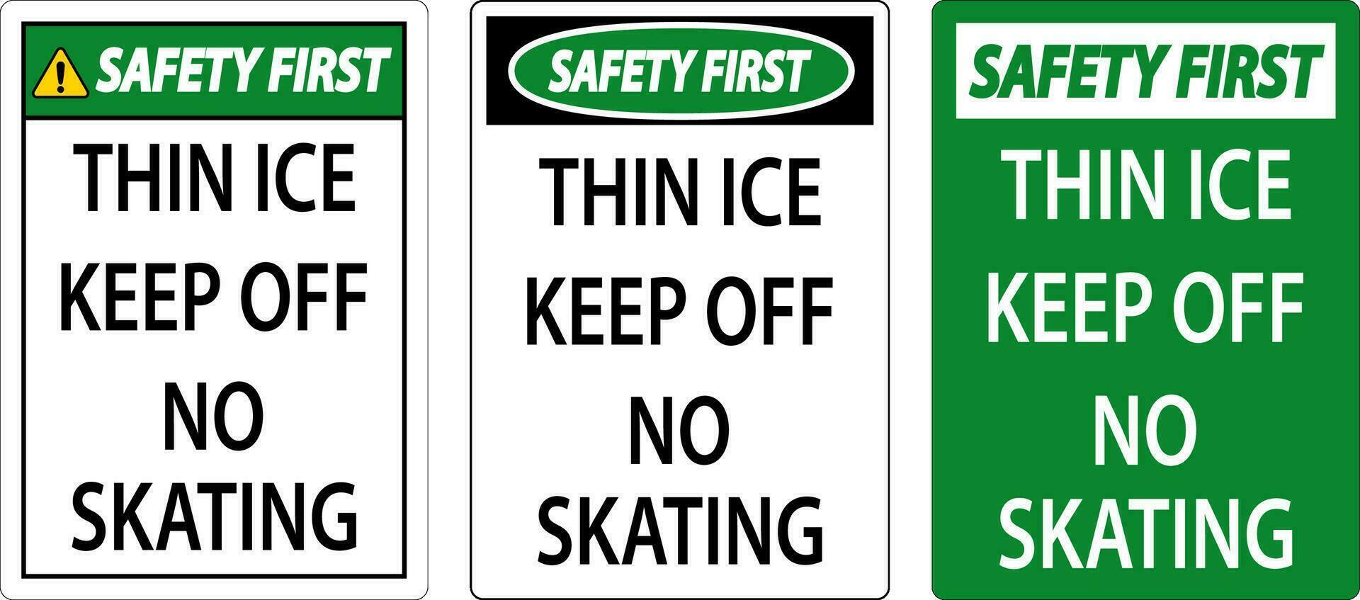 fino gelo placa segurança primeiro - fino gelo manter fora não patinação vetor