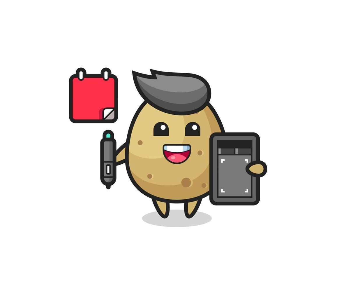 ilustração do mascote da batata como designer gráfico vetor