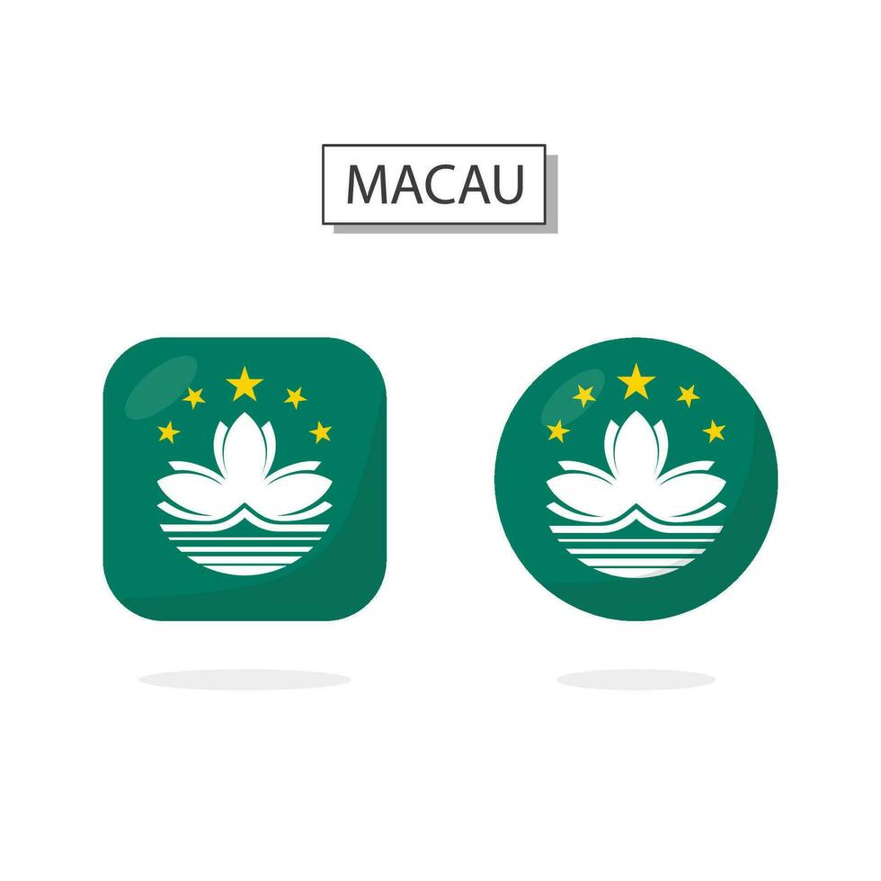 bandeira do macau 2 formas ícone 3d desenho animado estilo. vetor