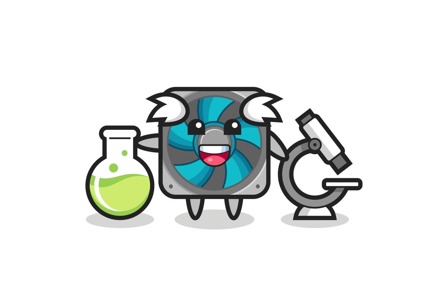 personagem mascote de fã de computador como cientista vetor