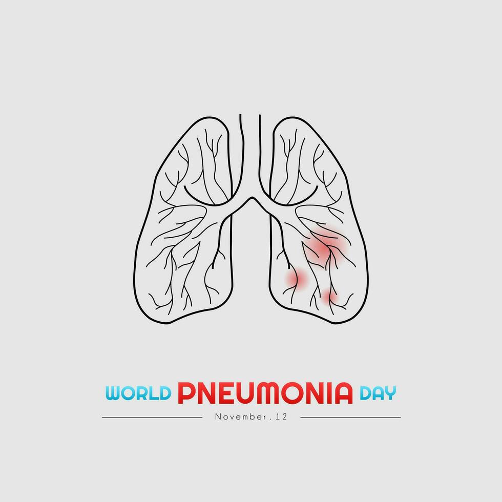 mundo pneumonia dia 12 novembro, minimalista poster Projeto com uma cenário do a pulmões vetor