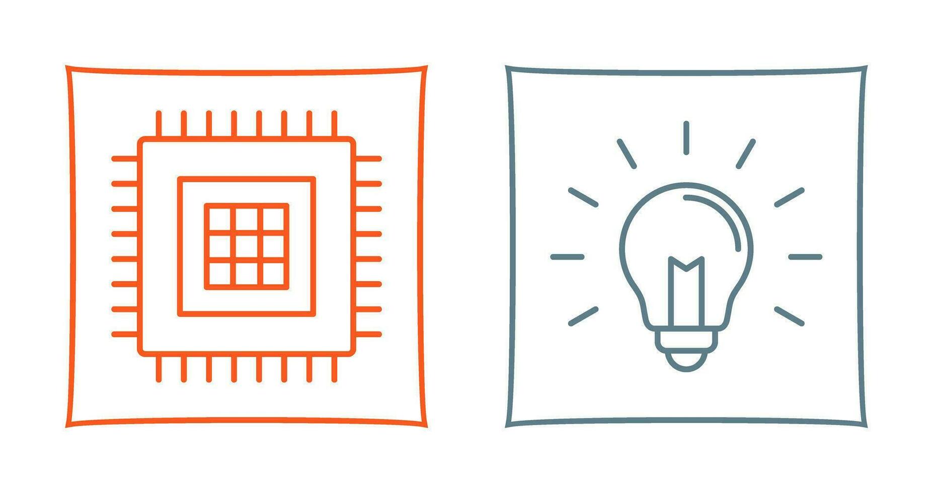 processador e luz lâmpada ícone vetor