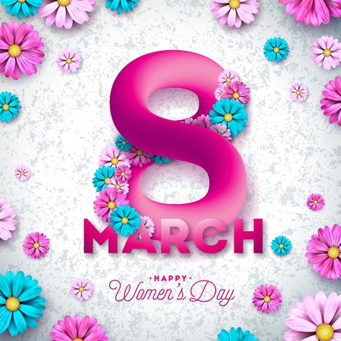 8 de março o dia da mulher feliz vetor