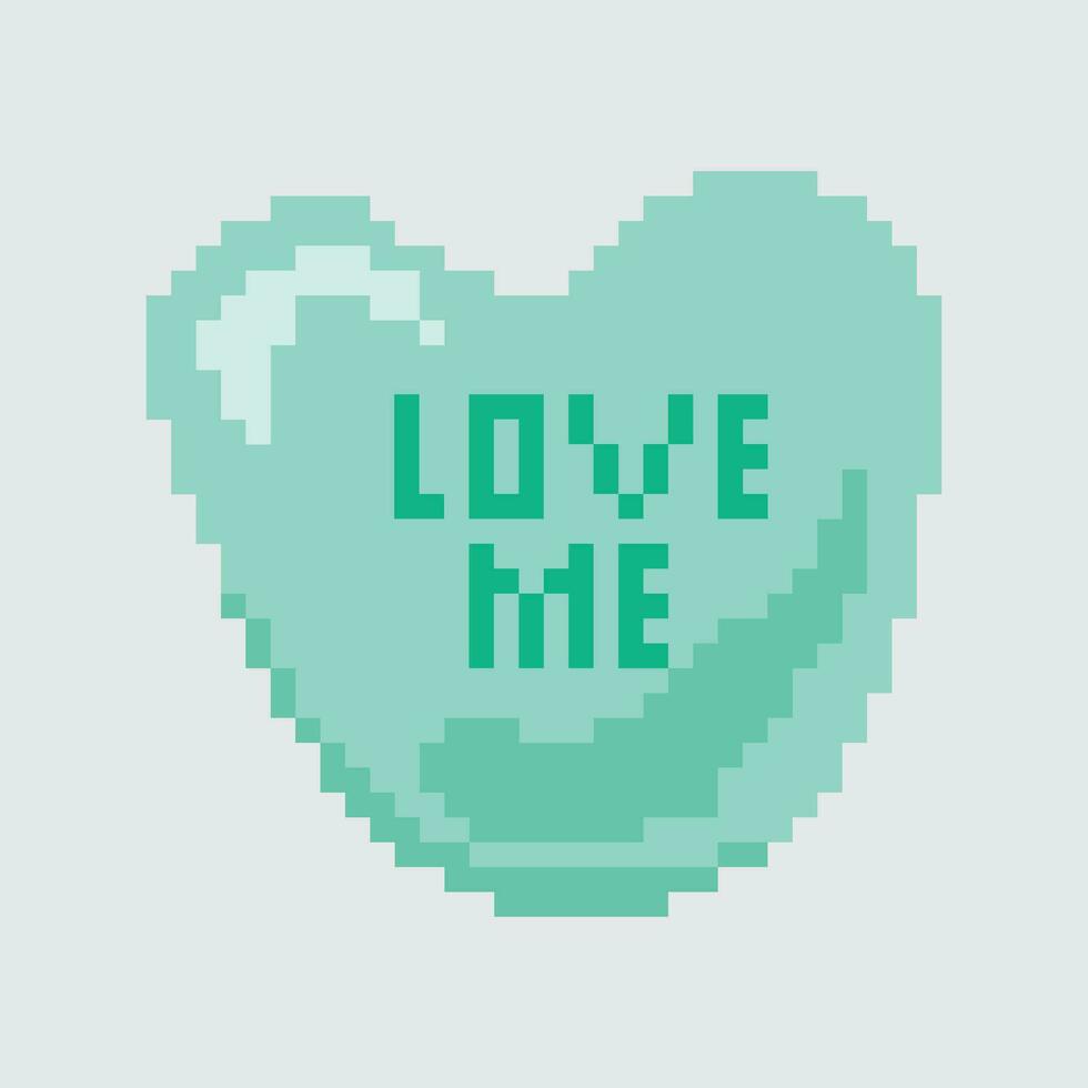 uma pixel arte coração com a palavra amor mim vetor