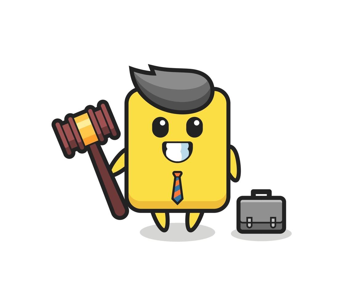 ilustração do mascote do cartão amarelo como advogado vetor