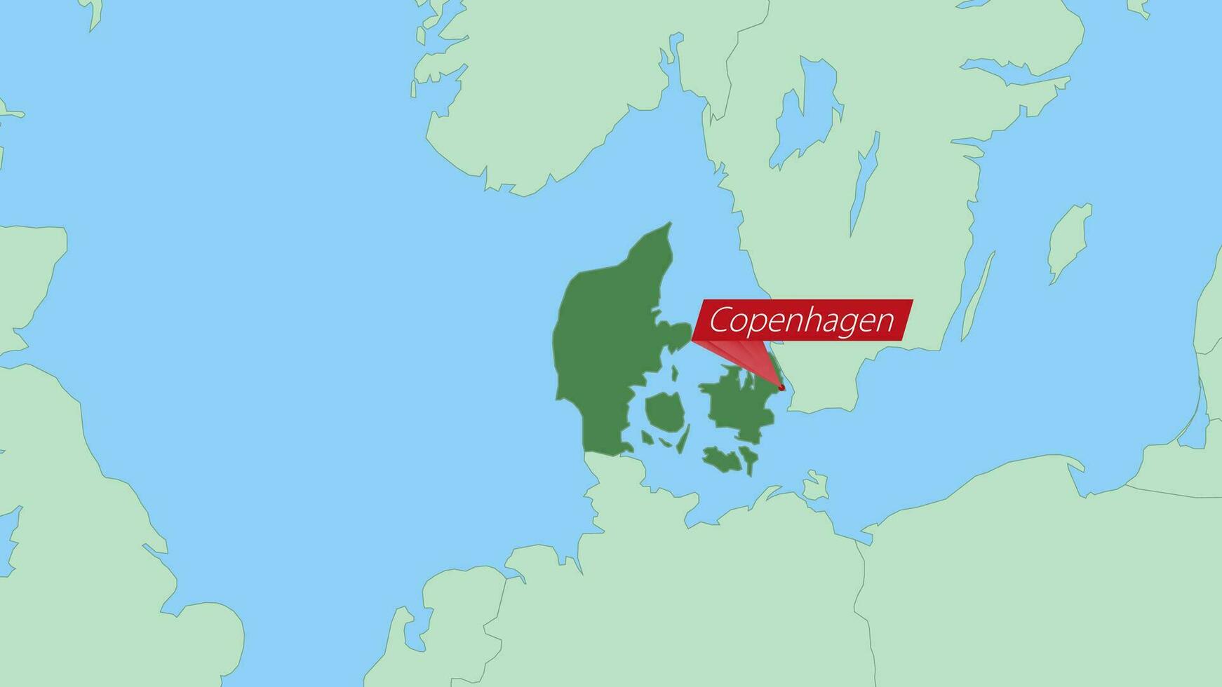 mapa do Dinamarca com PIN do país capital. vetor