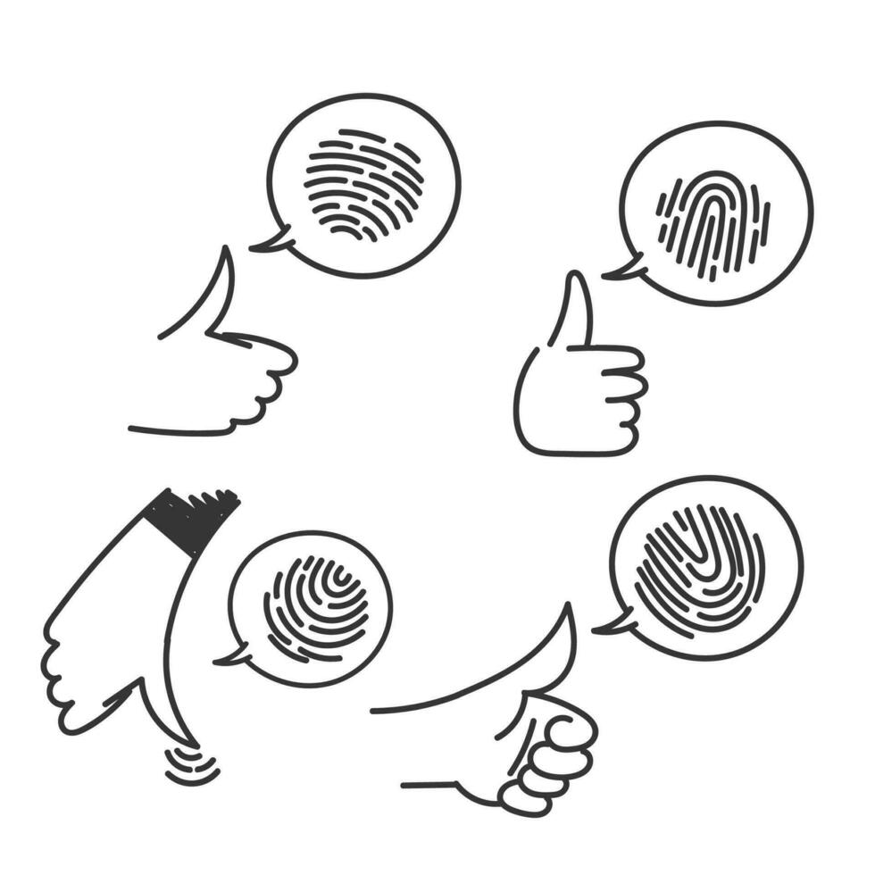 mão desenhado rabisco impressão digital ícone ilustração vetor